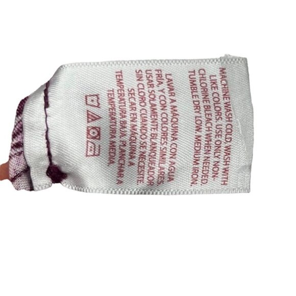 Large Faded Glory Purple Paisley Blouse With Ruffled Neckline & Short Sleeves - Picture 8 of 10